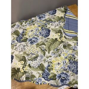 Waverly Pillow 2 Shams Blue Yellow Florals Flourish Hydrangeas Stripes